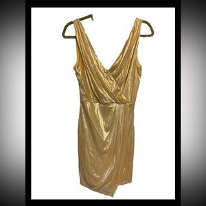 NWT Social Code Sleeveless V-neck Dress Size 5 Champagne